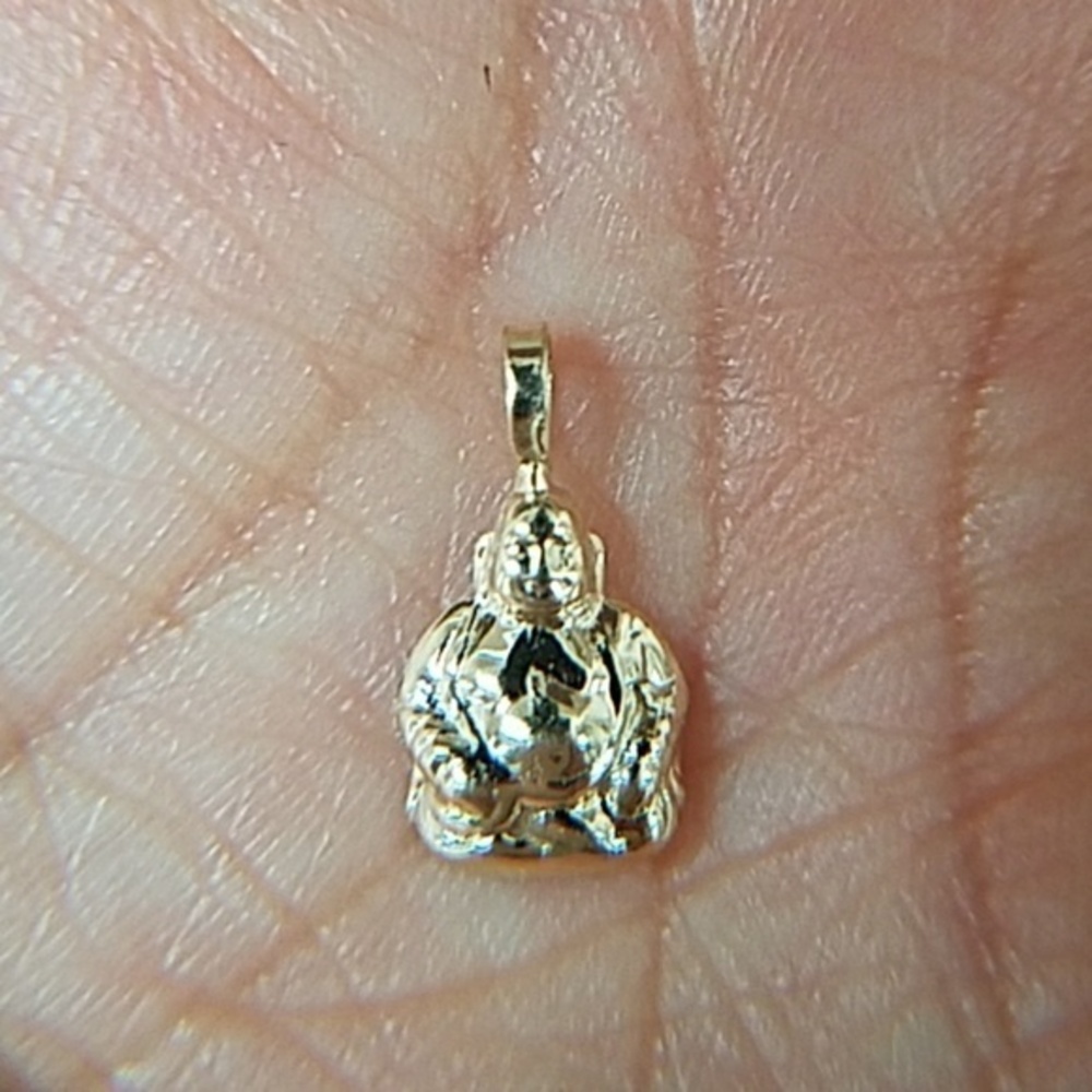 14k Yellow Gold Buddha pendant Charm Necklace